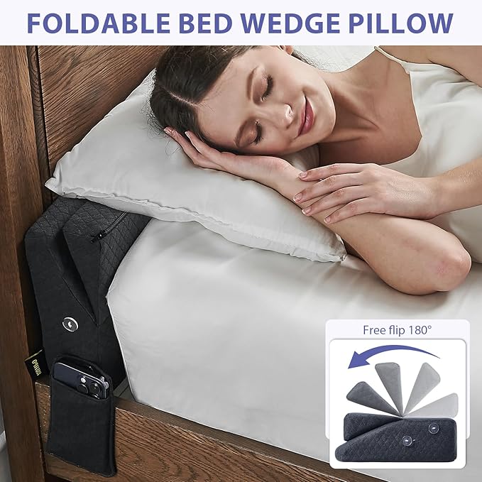 Bed Wedge Pillow for Headboard - Wedge Pillow Headboard King(76"x10"x6") - Foldable Bed Gap Filler/Headboard Pillow/Mattress Wedge - Fill Gap (0-8") Between Headboard and Mattress - AshGray