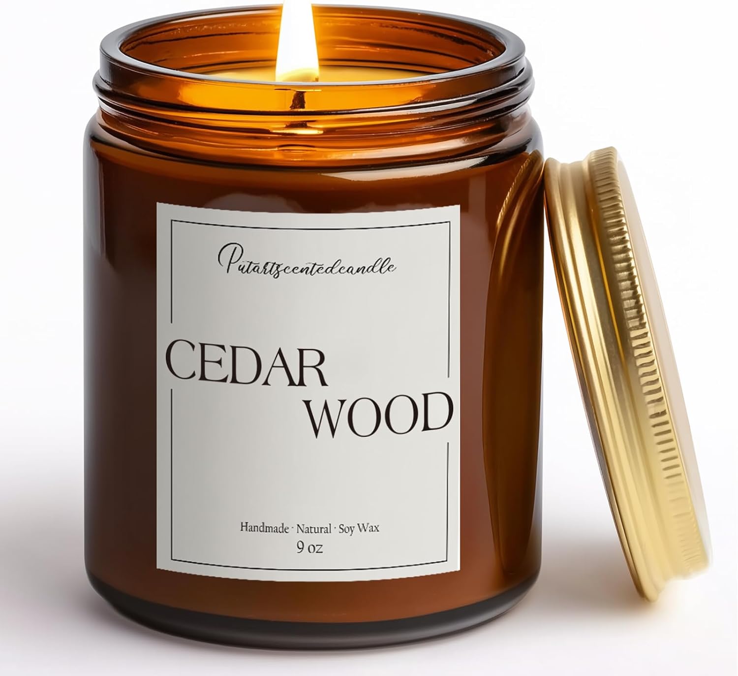 Cedar Wood Candles for Home Scented, Natural Soy Aromatherapy Non Toxic Candles with Long Lasting Fragrance & Clean Burn, Luxury Jar Candle Gifts for Women, Men, Home Decoration 9oz
