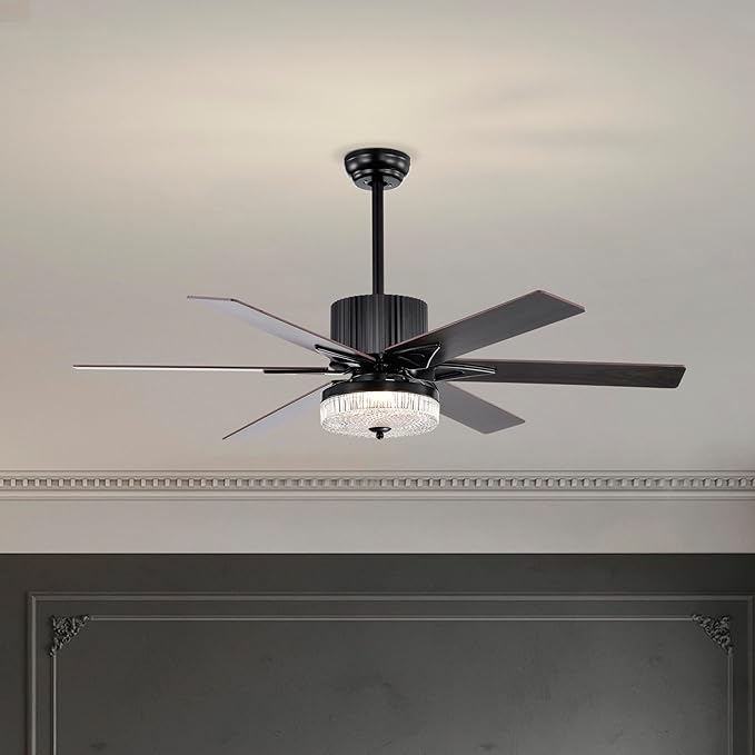 NicBex Ceiling Fan 52 Inch Stylish Design Ceiling Fan with Lights Ceiling Fans with 6 Blades and Remote Control Reversible Ceiling Fan for Bedroom, Living Room, Matte Black