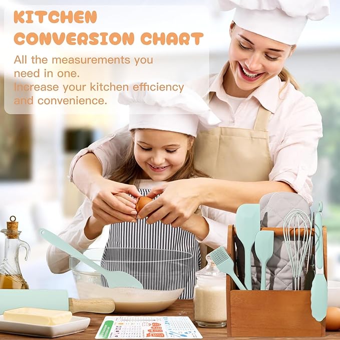 Kids Cooking Sets Real, Suhctuptx Kids Cooking and Baking Set, Wooden Kid Knife with Cutting Board Apron Rolling Pin Whisk, Toddler Real Kitchen Accessories, Birthday Gifts for Girls Boys Age 3-8