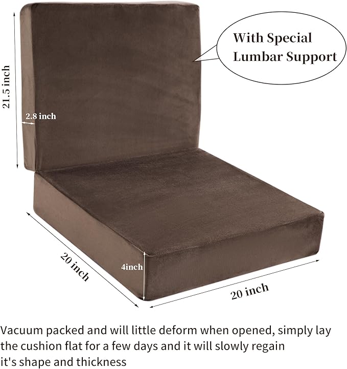 HOMBYS Memory Foam Lumbar Support Pillow for Recliner with Recliner Chair Seat Cushion-Thick Seat Cushion for Elderly with Long Back Support, Extra Large & Non-Slip