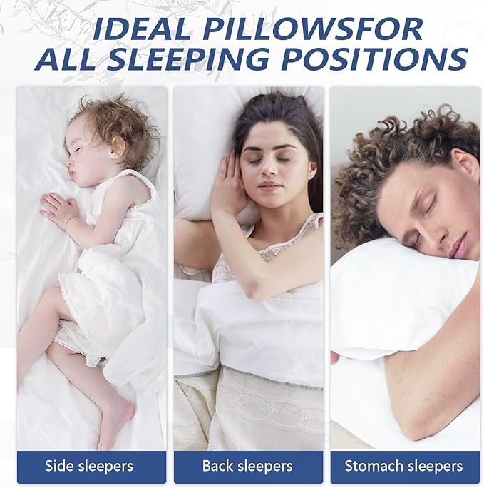 HARNY Bed Pillows for Sleeping, Standard Size Set of 2, Luxury Soft Hotel Quality and Supportive Down Alternative Microfiber Filled for Back, Stomach or Side Sleepers, Breathable & Skin-Friendly