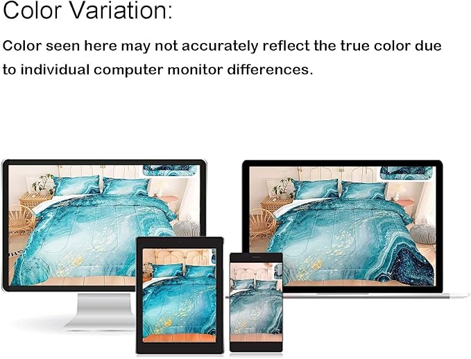 Bedbay Blue and Gold Comforter Duvet Set California King Comforter Teal Marble Bedding Comforter Set Western Bedding Watercolor Marble Abstract Art Quilt Set Bedroom Decor for Men Women(104" Wx96 L)