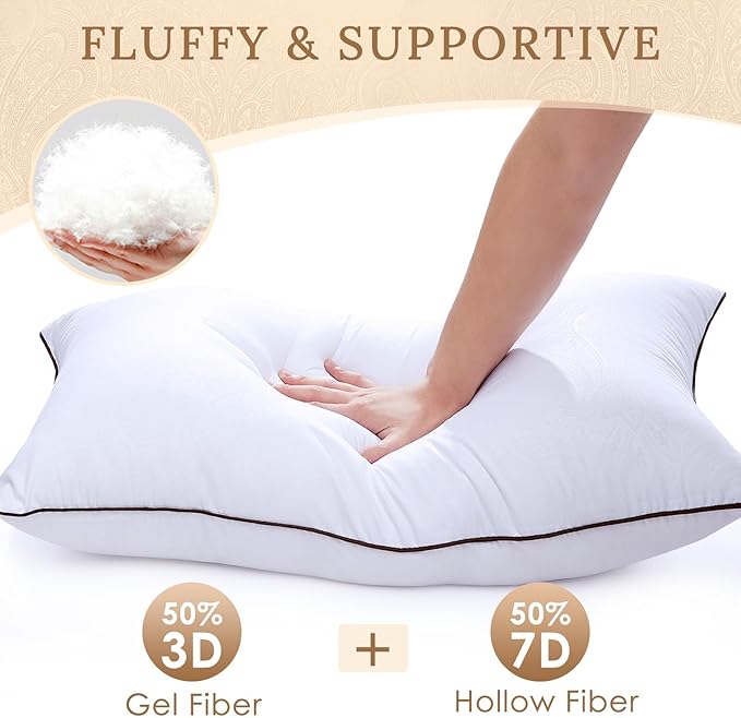 HUXMEYSON Pillows Standard Size Set of 4, Bed Pillows Set of 4, Down Alternative Luxury Hotel Pillows for Sleeping，Standard Pillows Set of 4 for Side and Back Sleepers