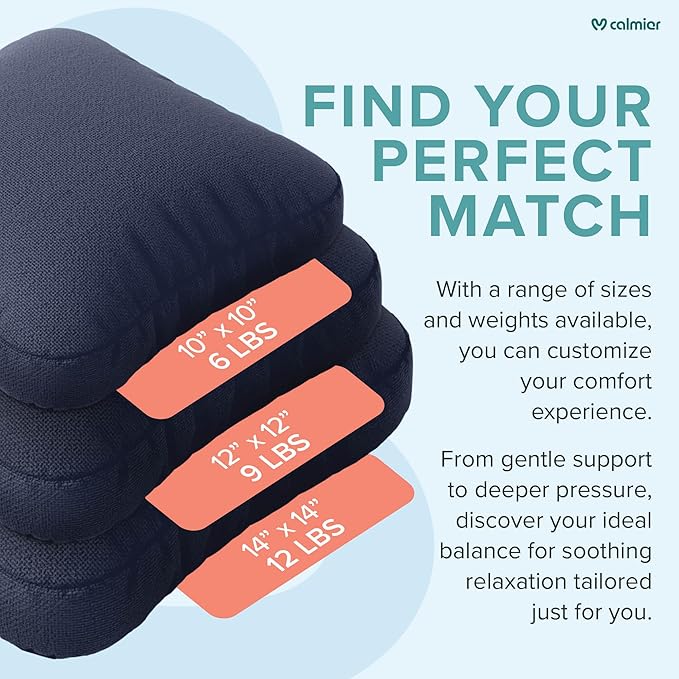 Calmier - 9 lb Sensory Weighted Pillow - Glass Bead Filled Hug Pillow - Ultra Plush Cozy Weighted Pillows for Adults and Kids - Child Sensory Pillow - Weighted Lap Pad (Blue - Fleece, 9 LBS)
