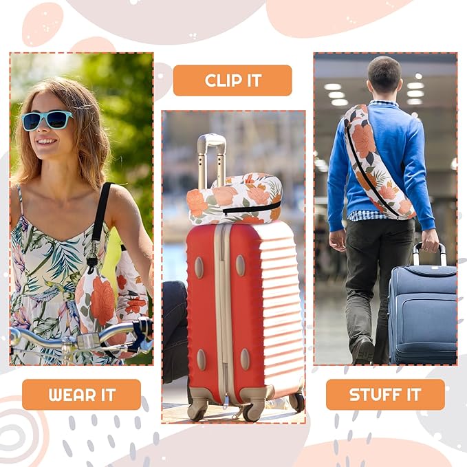 2 PCS Stuffable Travel Pillow, Stuffable Neck Pillow for Travel, Portable Self-Fillable Design Travel Pillow, U-Shaped Pillow with Snap Strap and Storage Bag (Pillow Cover Only, No Filler)