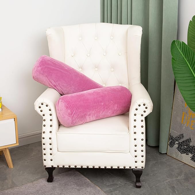 Body Pillow, Memory Foam Body Pillows for Adults Sleeping, Decorative Bolster Pillow for Bed & Couch, Long Cylinder Tube Round Pillow, 24x7.87 Inches, Set of 2 (Purple)