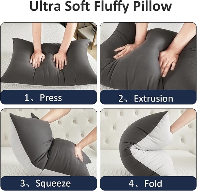 Bed Pillows for Sleeping - Pillows Queen Size Set of 2 Cooling Luxury Hotel Quality Pillow with Premium Plush Soft Down Alternative Fill for Side Back or Stomach Sleepers - Black, Pack of 2