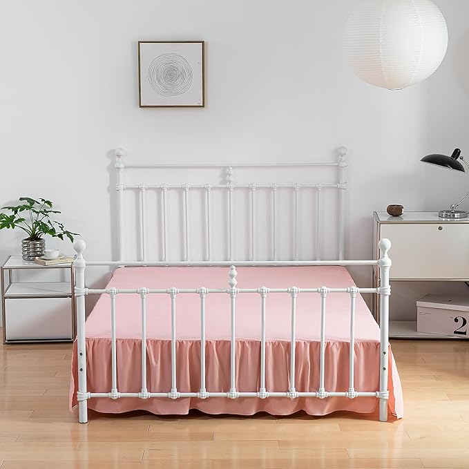 Bed Skirt Queen Size Ruffled Bed Skirt with Split Corners, 16 Inch Drop Dust Ruffle Bed Skirt with Platform,16 Inch, Blush, Queen Size