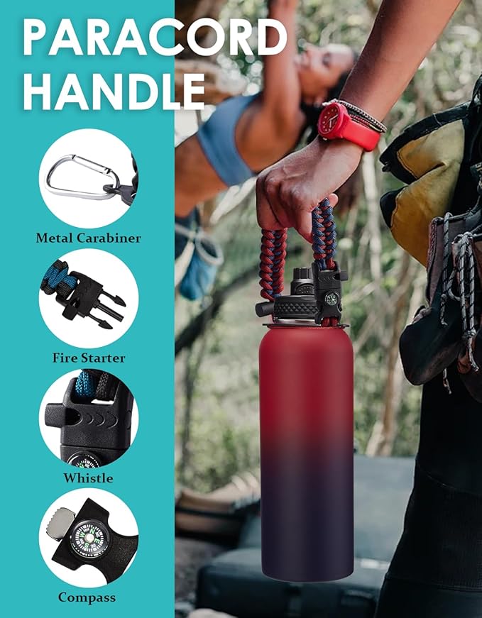 40 oz Water Bottle with Straw Spout Lids - Cold 48H Hot 24H Insulated Water Bottle Carrying Sleeve with Strap Handle, Bottom Boot, Leak-Proof Stainless Steel Thermal Flask for Women, Lilac Purple