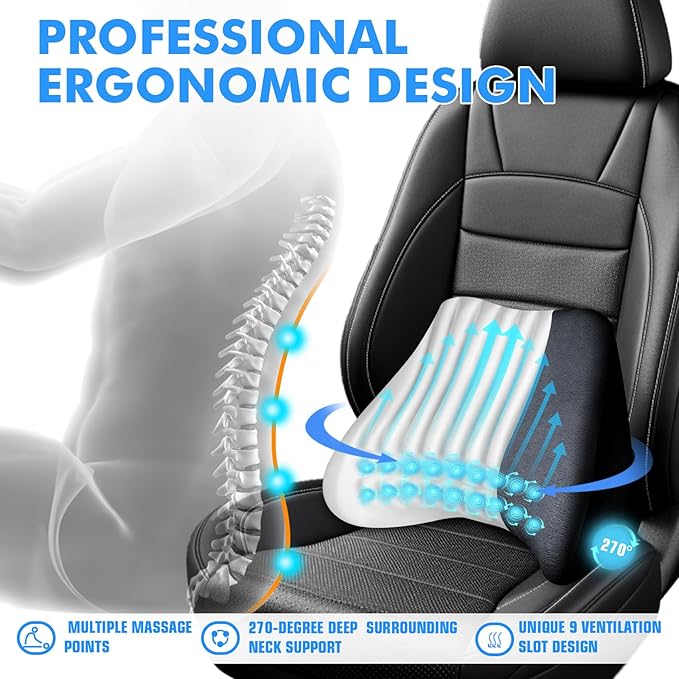 Soft Lumbar Support Pillow for Driving Seat 100% Memory Foam Lumbar Pillow for Lower Back Pain Relief, Lumbar Support Cushion for Car Seat, Office Chair - Army Green