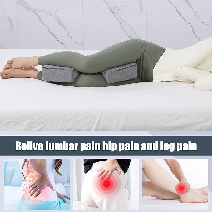 HOMBYS Memory Foam Knee Pillow for Side Sleepers, Adjustable Shape Pillow for Between Legs for Aligns Spine & Reduce Hip Pressure & Leg Elevation, Extra Thick & Supportive, Machine Washable