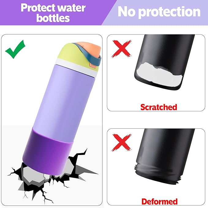 2PCS Silicone Water Bottle Boot for Owala 24oz 32oz 40oz,Anti-Slip Protective Sleeve Bottom Bumper Protector for FreeSip, Twist, and Flip Water Bottles