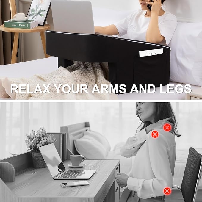 A Nice Night Lap Desk Rest Pillow for Adult,TV Trays Bed Pillow, Memory Foam Rest Pillow for Reading, Working, Playing Switch or Sitting in Bed Sofa Floor,Black