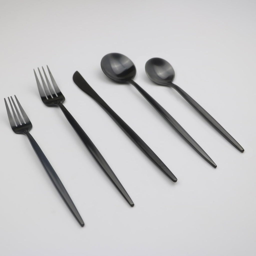 20-Pieces Luxury Black 18/10 Stainless Steel Flatware Set, Matte Finsh, Service for 4