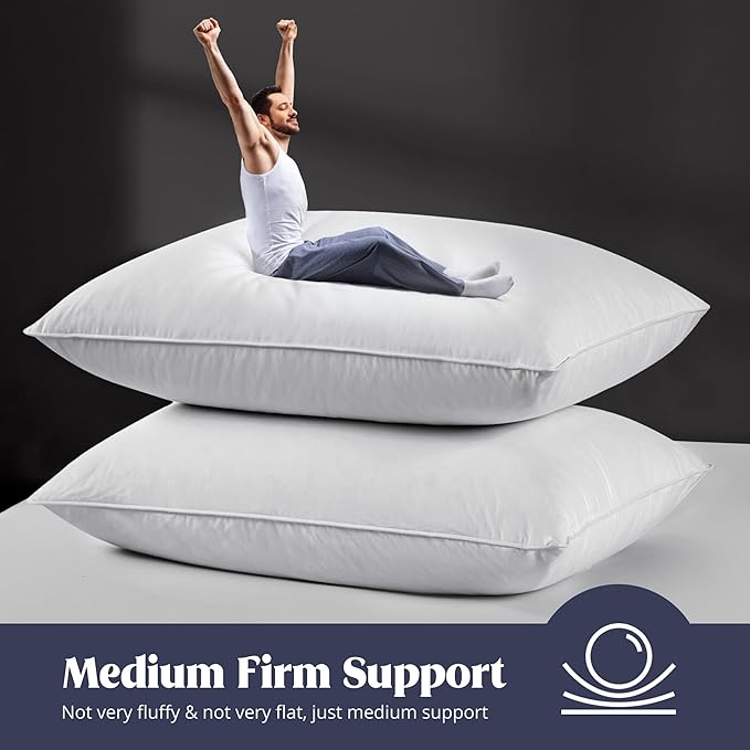 puredown Goose Feather Pillows, 100% Cotton Cover White Bed Pillows King Size Set of 2, Hotel Collection for Bedroom Sleeping (20 x 36, 2 Pack)