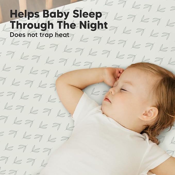 2-Pack Mini Crib Sheets Fitted, Pack and Play Sheets - Organic Cotton Pack N Play Sheets for Pack and Play Mattress, Playard Baby Crib Sheets, Jersey Crib Sheets Neutral for Boys, Girls (Fleur)