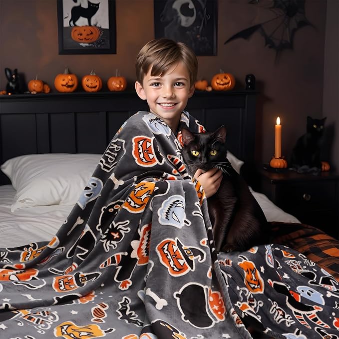 Blanket Glow in The Dark Blanket Pumpkin Halloween Decorations Cute