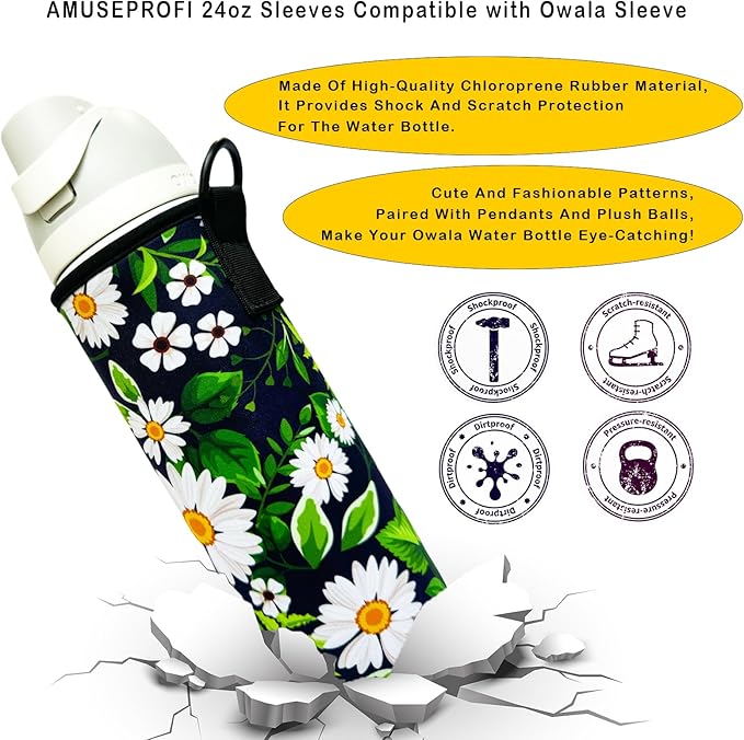 24oz Sleeves Compatible with Owala Sleeve Water Bottle Strap Compatible with Owala Charm Cute Accessories Compatible with Owala FreeSip Stainless Steel 24oz Tritan 25oz Twist 24oz Tumbler