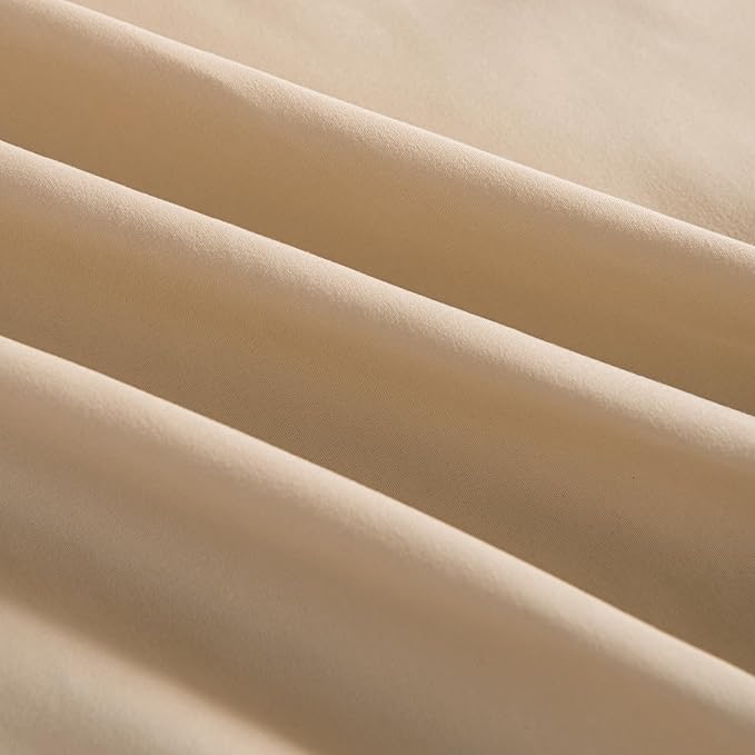 Bed Skirt King Size Ruffled Bed Skirts with Split Corners, 18 Inch Drop Dust Ruffle Bed Skirt with Platform, King, 18 Inch, Light Camel