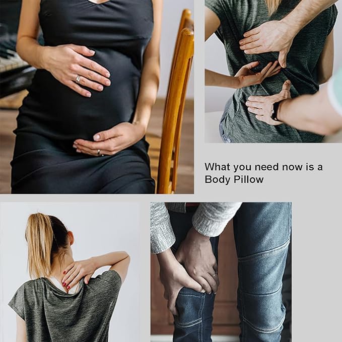 Black Body Pillow for Adults Shredded Memory Foam Long Pillow for Sleeping Firm Hug Pillows Removable Cover for Side and Back Sleepers Full Pillow with Black Pillowcase