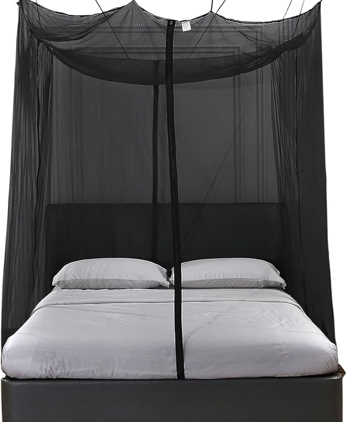 Mengersi Mosquito Net for Bed Canopy with Zipper,Canopy Bed Curtains Twin Full,Queen King Size Bed,Mosquito Netting for Patio,Camping,Bug Net for Camping,Black