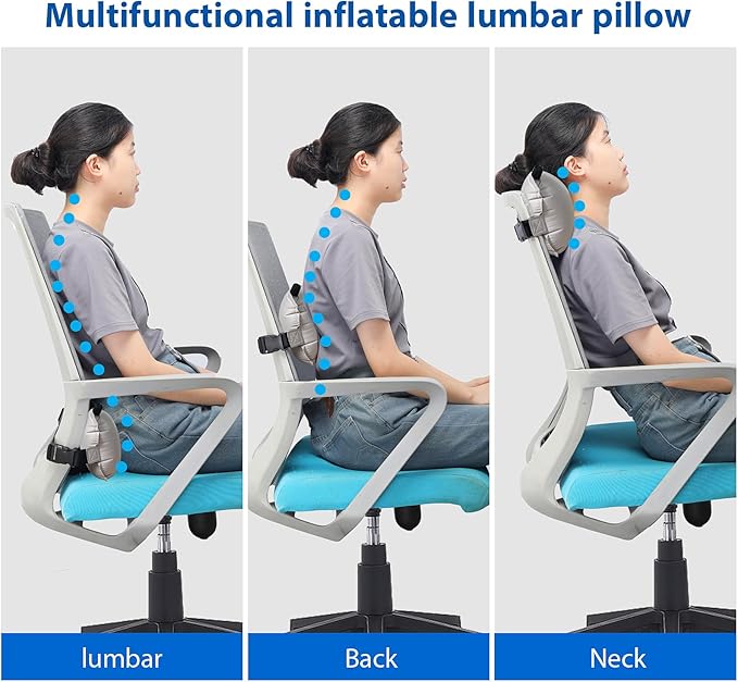 Inflatable Lumbar Pillow for Airplane Travel Lumbar Support Pillow for Car,Inflatable Neck Pillow Inflatable Lumbar Support Inflatable Travel Pillow Lumbar Pillow for car