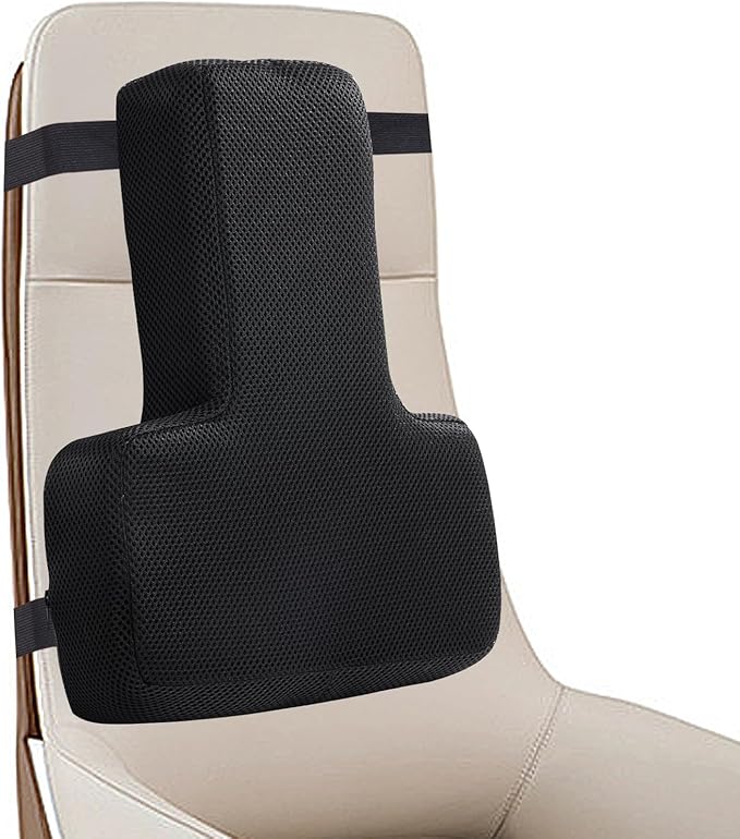 HOMBYS Lumbar Support Pillow for Office Chair-Seat Cushion for Back Support, Improved Sitting Posture and Upper/Lower Back Pain Relief for Desk Chairs, Car Seats and Airplanes(Black, 16"x12"x3")