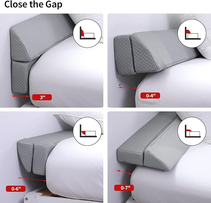 MABOZOO Pillow Wedge for Headboard Gap,Bed Gap Filler Twin Size,Foldable Bed Wedge Pillow for Headboard,Light Grey Bed Wedge Gap Filler,Foam Mattress Gap Filler,39"x6"x6"