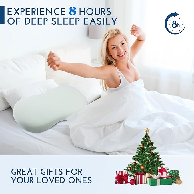 Cooling Memory Foam Cervical Pillow, Orthopedic Neck Support Pillow for Back Pain Relief, Ergonomic Design for Side/Back/Stomach Sleepers, Easy Cleaning Set (Pillowcases × 2)