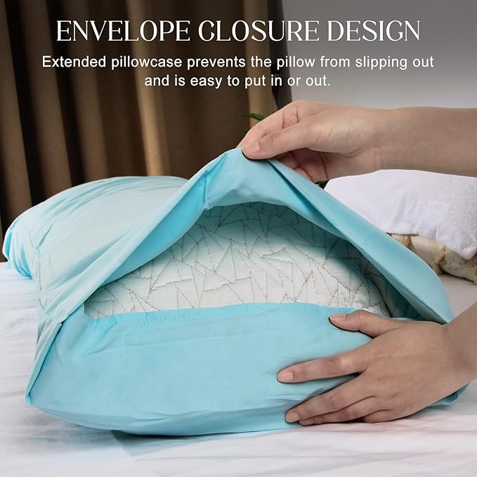 Soft Body Pillow Covers Pillowcases 60 x 21 Inch, WINKAURA Premium Long Pillow Cover for Bed Fits 54x20 Pillow, Envelope Closure, Stylish Wrinkle and Stain Resistant,Aqua