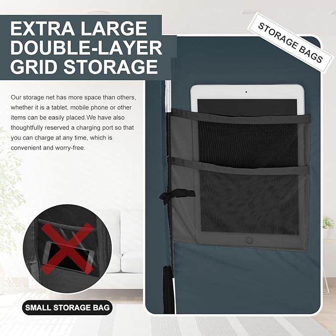 Bed Tent Queen Bed Canopy Dream Tents for Indoor Portable Blackout Tents Privacy Space Warm Breathable Sleeping Tents for Kids and Adult(Navy Blue,Mattress Not Included) Reducing Light