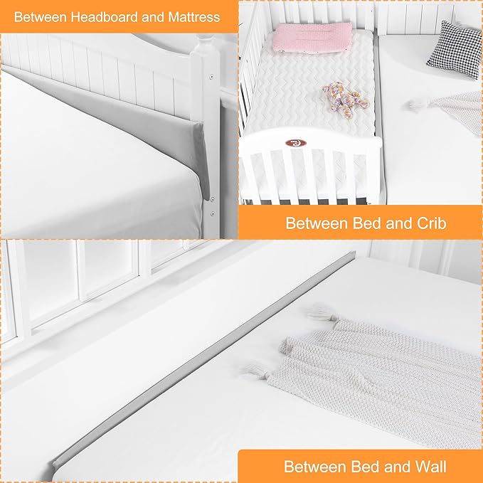 MABOZOO Bed Gap Filler Cushion, Long Thick Filler Bolster Pillow Stopper for Headboard Space Gap, Bed Mattress Extender Bed Wedge Pillow (Gray, 1.2X8X79inch)