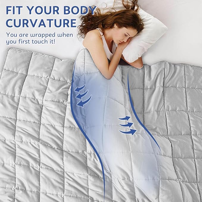Weighted Blanket(40"x60" 10lbs) Cooling Weighted Blanket for Sleeping, Throw Size Breathable Blanket with Premium Glass Bead(Stone Grey)