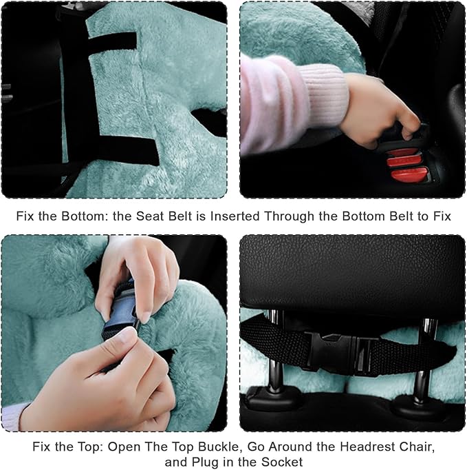 Travel Pillow, Travel Pillow for Kids, Sleeper Hold Pillow Travel, Removable U-Shaped Pillow for Adults and Children to Support Head and Body in The Back Seat of Long Car Trips (Green)