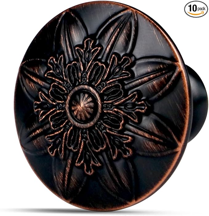 10 Pack Oil Rubbed Bronze Cabinet Hardware Knobs Drawer Knobs,1-2/5" Round Bronze Knobs Handles for Kitchen Cabinets and Drawers Antique Bronze Dresser Knobs
