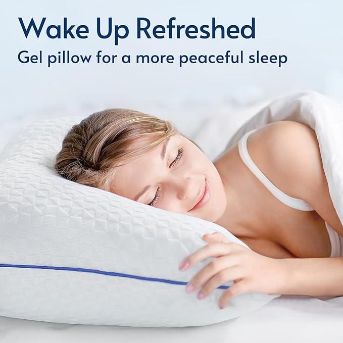 viewstar Memory Foam Pillows King Size Set of 2, Adjustable Firm Pillows for Side Back Stomach Sleepers, Shredded Gel Pillows for Sleeping 2 Pack with Washable Removable Cover 19"x 33"