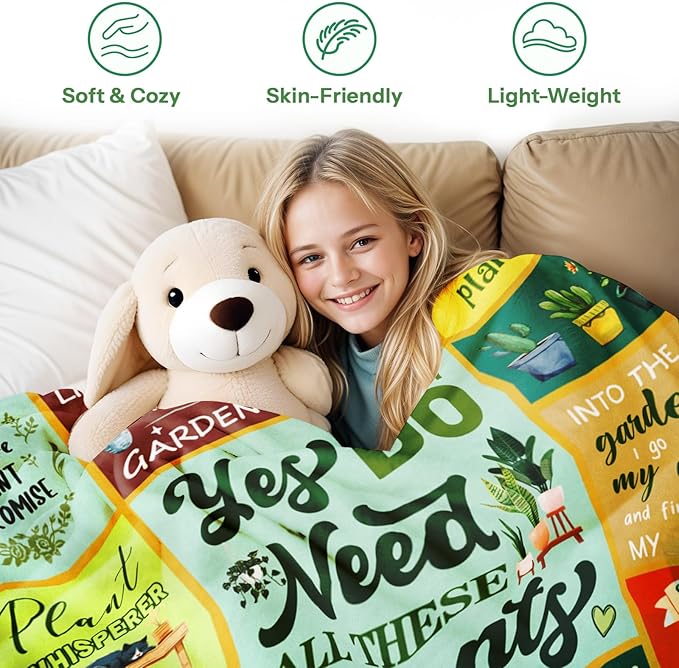 Gardening Gifts for Women, Plant Gifts Blanket, Plant Gifts for Plant Lovers, Gifts for Gardeners Woman, Blanket for Plant Lover Mom Aunt Grandma Daughter Mothers Day Christmas 40x50 Inch