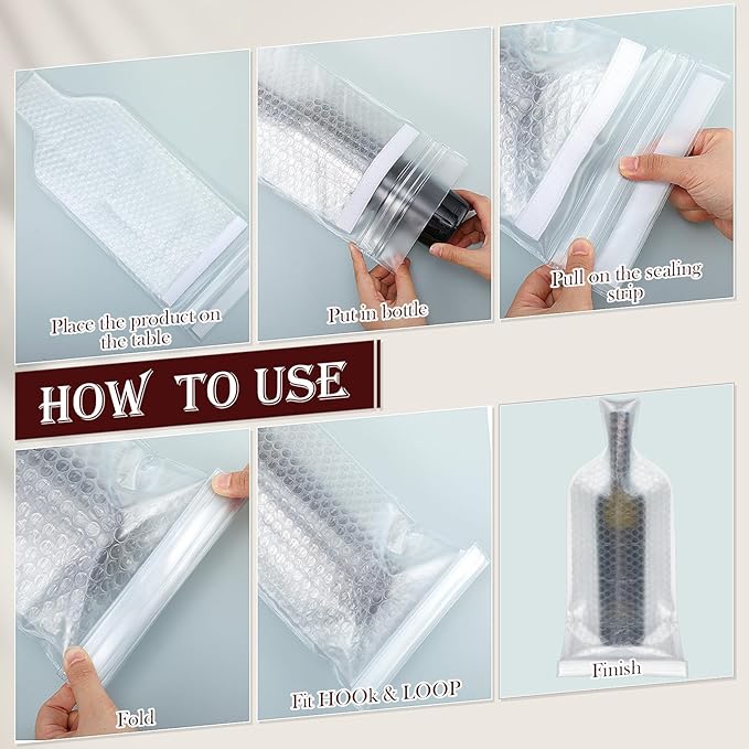 20 Pcs Reusable Wine Bag for Travel Wine Bottle Protector Sleeve for Airplane Car Cruise Protection Luggage Leak Proof