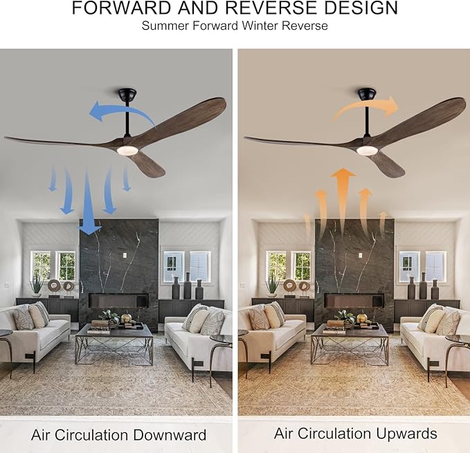 BOJUE Ceiling Fans with Lights 72 Inch Indoor Outdoor Ceiling Fan,Wood Ceiling Fan with Remote Control & 3 Wood Blades for Patio Living Room Bedroom (Aged Pewter-light Grey Weathered Oak Blades)