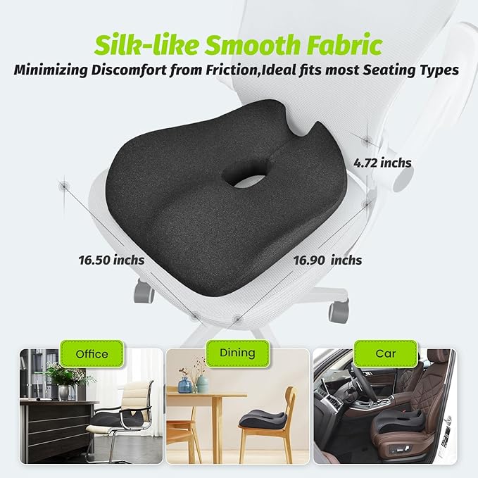 Soft Support Hemorrhoid Pillow/Thick Donut Pillow for Tailbone Pain Designed Hole in the Right Place to Isolate the Anus & Tailbone Area Offer More Comfort and Relief for Sciatica, Hip, and Postpartum