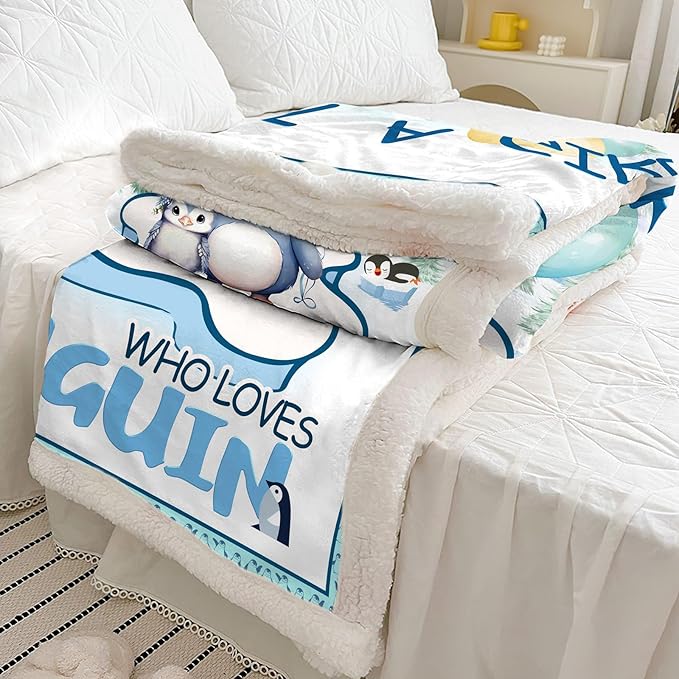 Just A Girl Who Love Penguin Blanket Cute Funny Penguin Decor Throw Blanket Gifts for Girls Boys Penguin Lover Super Warm Soft Plush Bedding Blanket (PENGUIN,50"x 60")