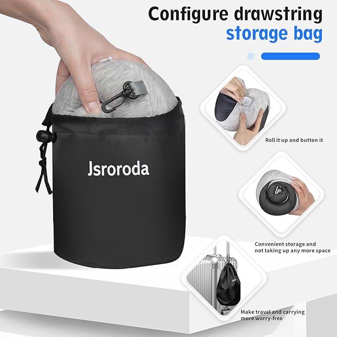 Travel Neck Pillow,Machine Washable,Pure Memory Foam,Good Support,Adjustable Neck Buckle Strap,Lightweight,Suitable for Travel and Sleeping in Multiple Scenarios Such as Airplanes and Cars