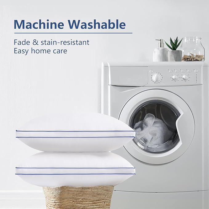 HARNY Bed Pillows for Sleeping, Standard Size Set of 2, Luxury Soft Hotel Quality and Supportive Down Alternative Microfiber Filled for Back, Stomach or Side Sleepers, Breathable & Skin-Friendly