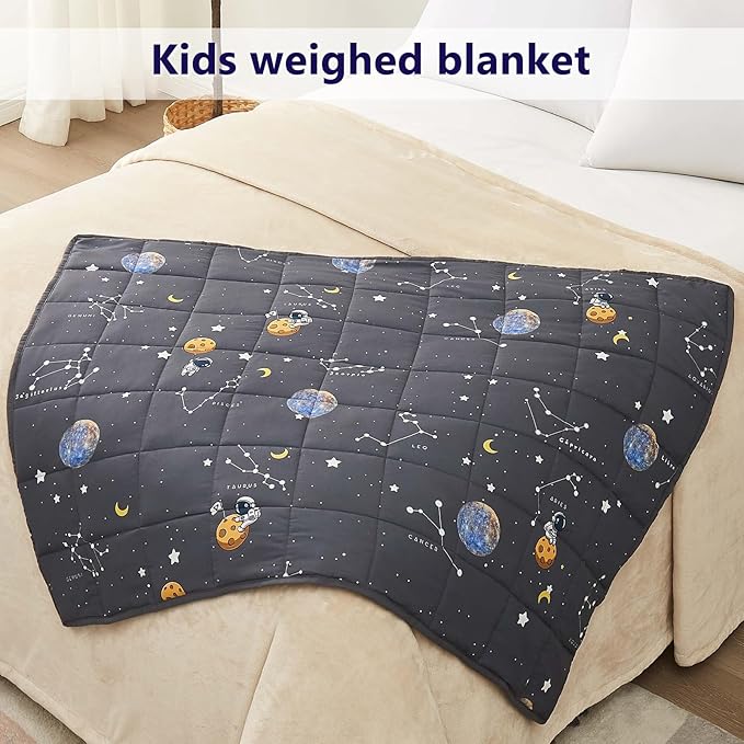 Weighted Blanket Kids (36"x48" 3lbs), Weighted Blanket Cooling Blanket for Sleeping,Throw Size Breathable Blanket with Premium Glass Bead(Space Grey)
