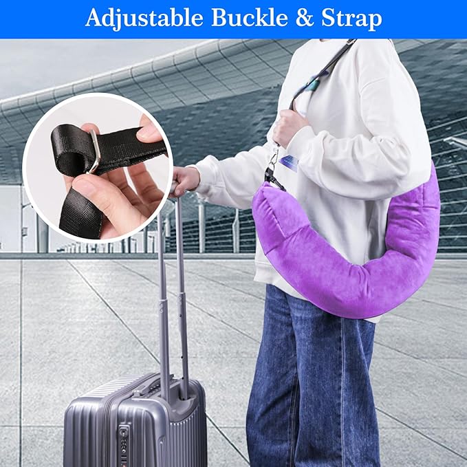 Travel Pillow You Stuff with Clothes, Stuffable Travel Pillow Transforms Into Extra Luggage Without Excess Fees, Stuffable Neck Pillow No Filler Fits 3+ Days of Travel Essentials Purple