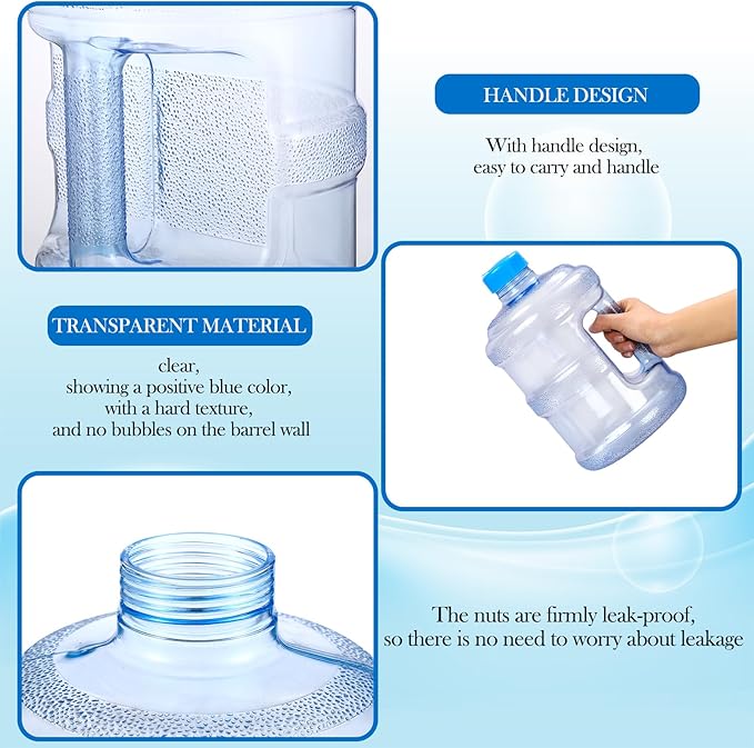 2 Pieces Water Jugs Round Plastic Water Bottle Portable Water Jug with Handle Leakproof Screw Cap Reusable Large Capacity Water Bottle for Camping Outdoor Travel Gym Use(1 Gallon)