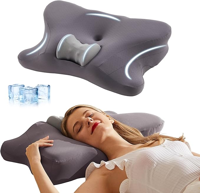 Cervical Pillow for Neck Pain Relief,Premium Memory Foam Contour Neck Pillow,Comfort Cervical Pillow for Neck and Shoulder Pain,Neck Pillow for Side Stomach Back Sleeping,Grey