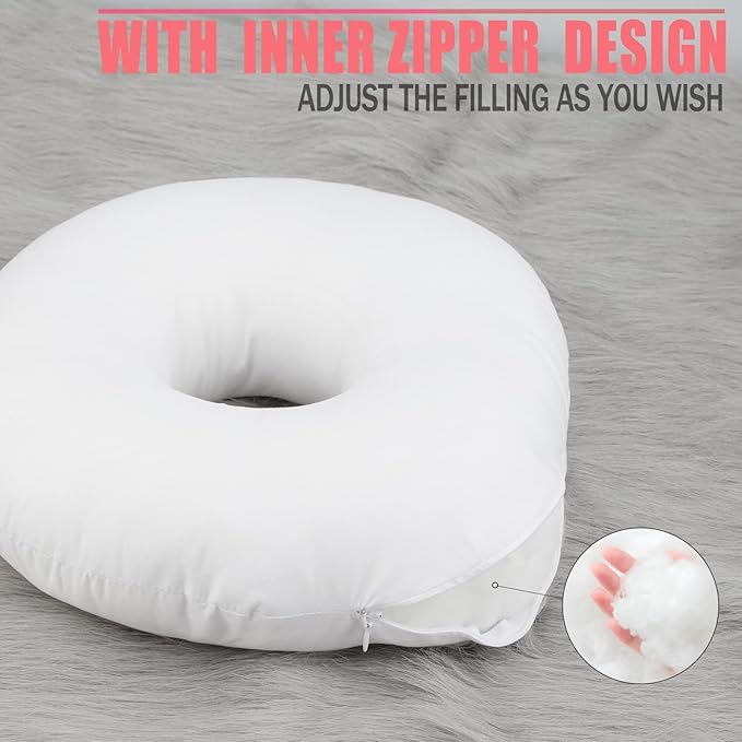 Satin Ear Piercing Pillow Removable Cover Luxury Cnh Pillow with Ear Holes for Ear Pain Side Sleepers Washable Large Donut Pillows Head Neck Support Coral