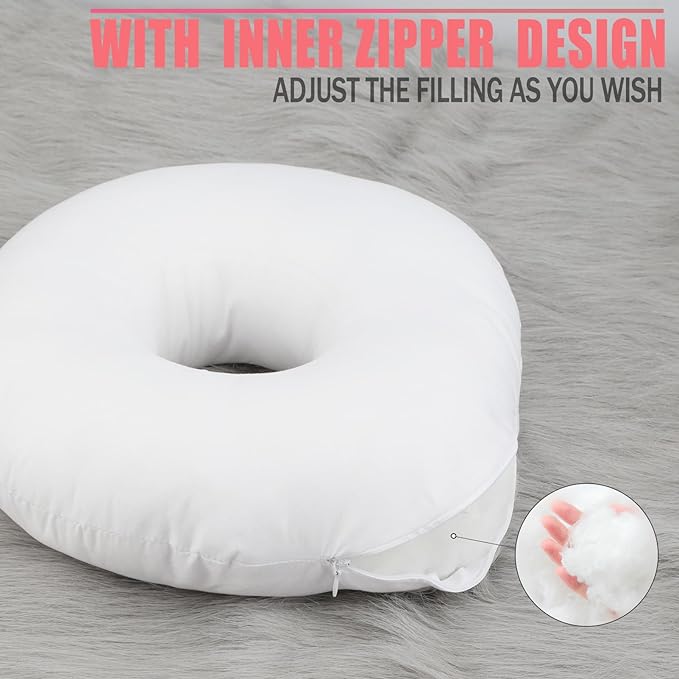 Satin Ear Piercing Pillow Removable Cover Luxury Cnh Pillow with Ear Holes for Ear Pain Side Sleepers Washable Large Donut Pillows Head Neck Support Turquoise